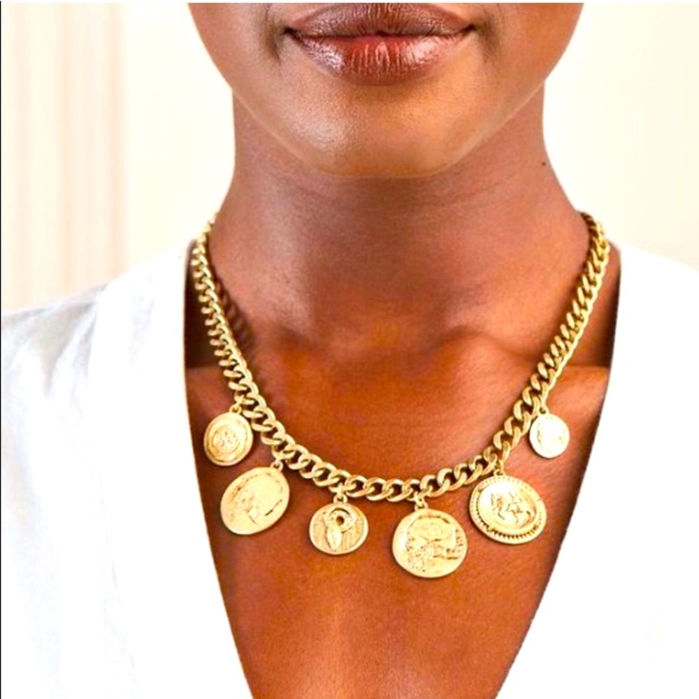 Stella & Dot | Heritage Gold Coin Chunky Link Necklace✨Retired✨ - Picture 4 of 10